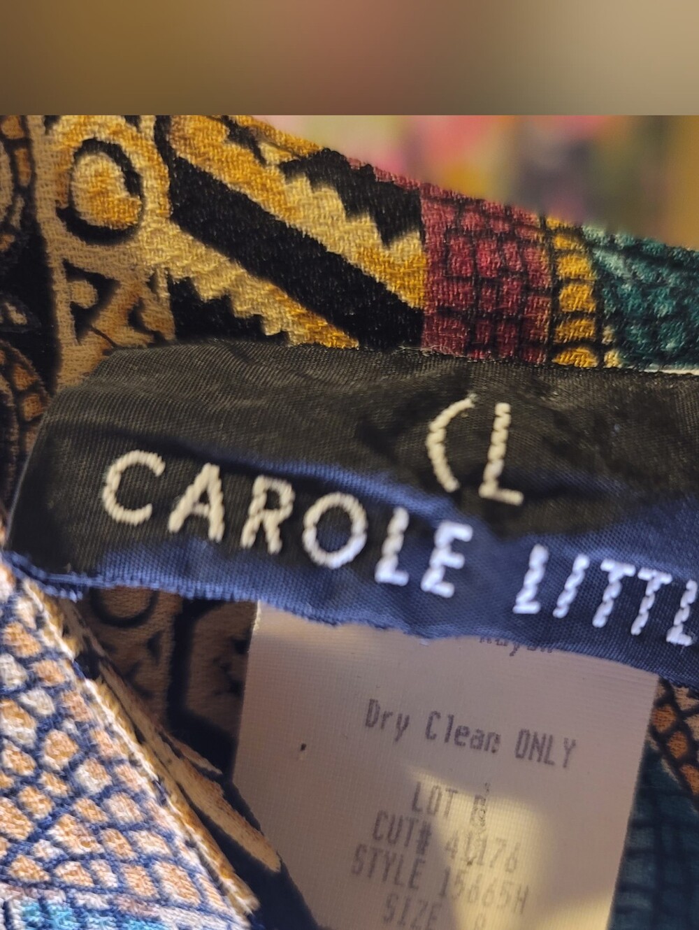 Vintage CAROLE LITTLE Skirt Set Made in USA 100% Rayon Abstract Print Size 8 - Picture 4 of 11